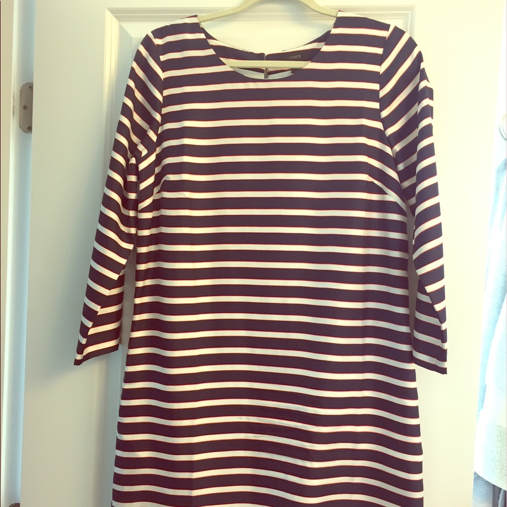 J. Crew Navy and White Striped Shift Dress